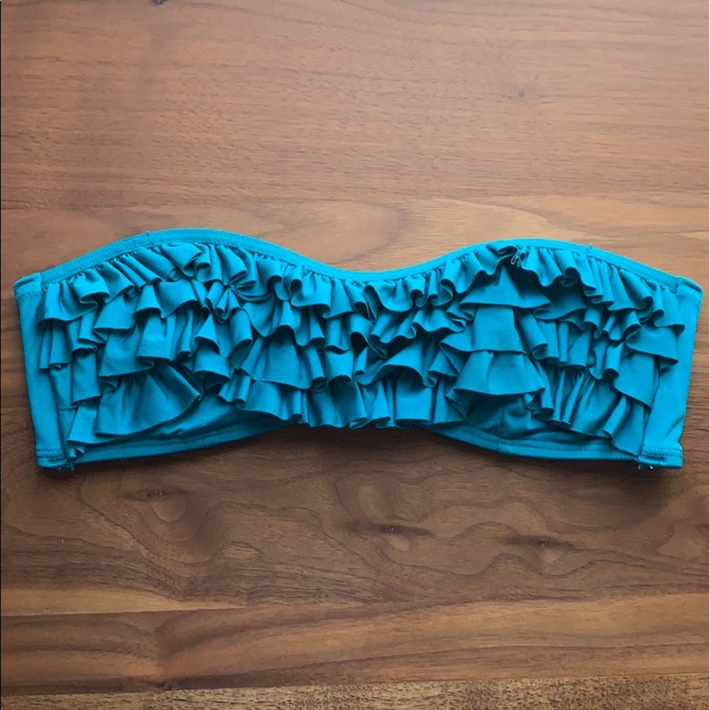 Solid Ruffle Bandeau Bikini Top